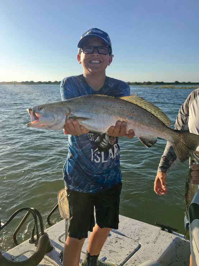 Jackson Welch Port O'Connor - 24" trout, on his first wade!