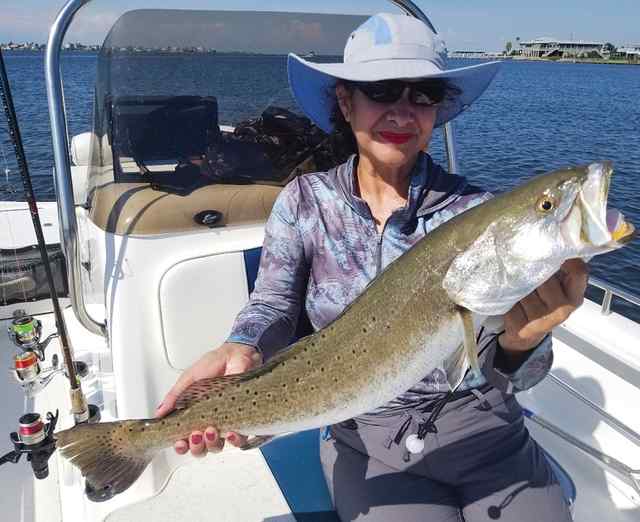 Yvette Galvan West Galveston Bay - 28" 8 lb personal best speckled trout!