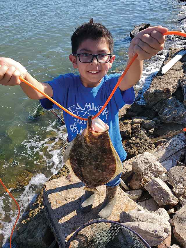 Ayden Sanchez Seawolf Park - first flounder!