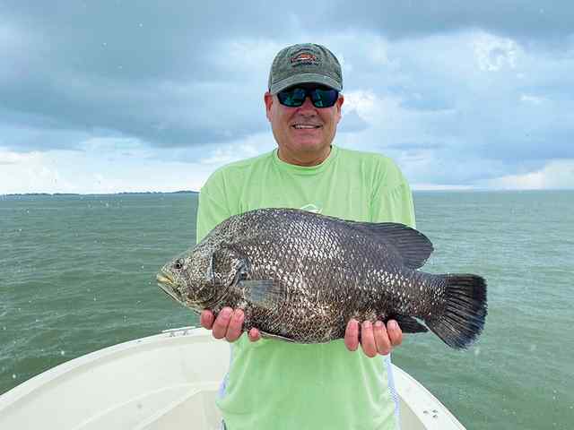 Jim Wilson Galveston Bay - ~10 lb tripletail CPR, caught on paddletail soft plastic