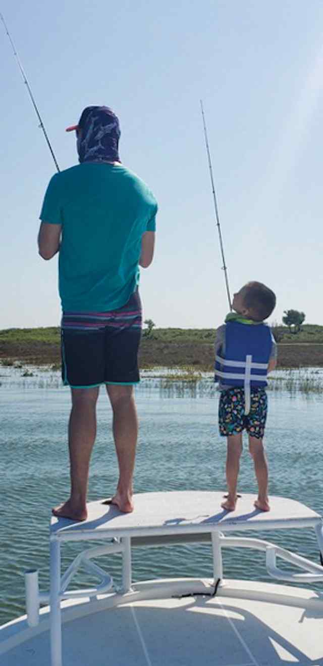 Chris Zak and son, Kaiden Aransas Bay