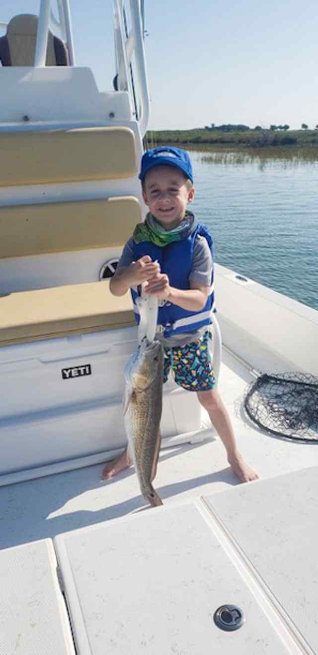 Kaiden Zak Aransas Bay - 23" redfish, fishing with Pop Pop