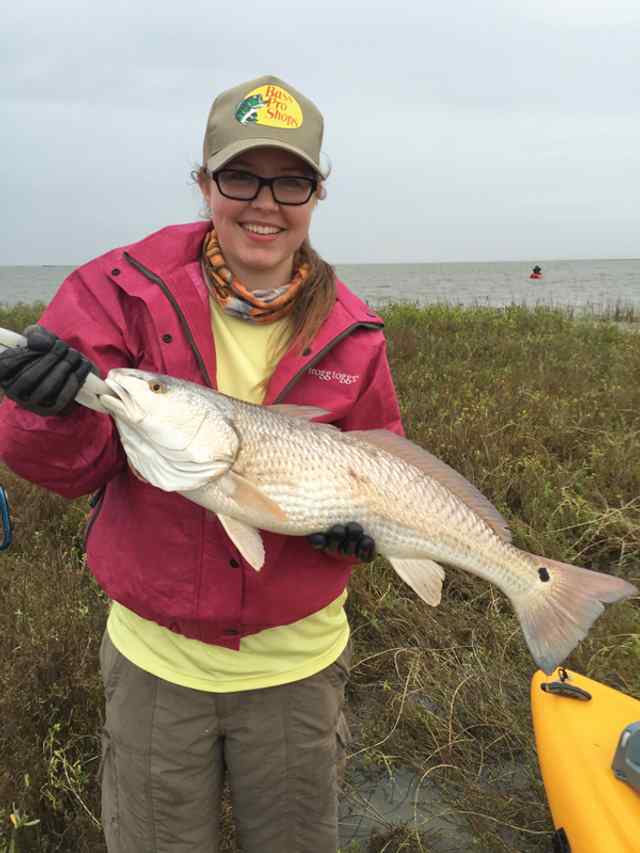 Hayley Blanchard East Bay, Matagorda27&quot; first solo red drum!