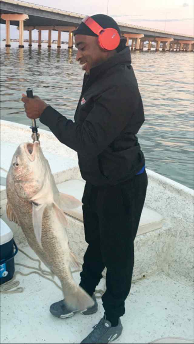 Tyrus Sumlin Galveston Bay - 39" black drum, first catch in salt water!