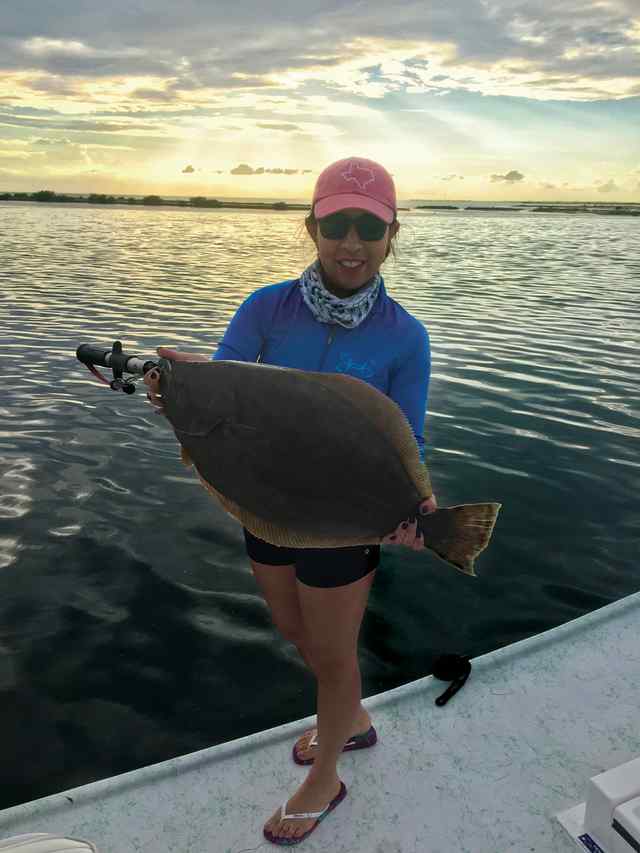 Christie Ambriz Port Mansfield - 25" flounder, caught on DOA shrimp