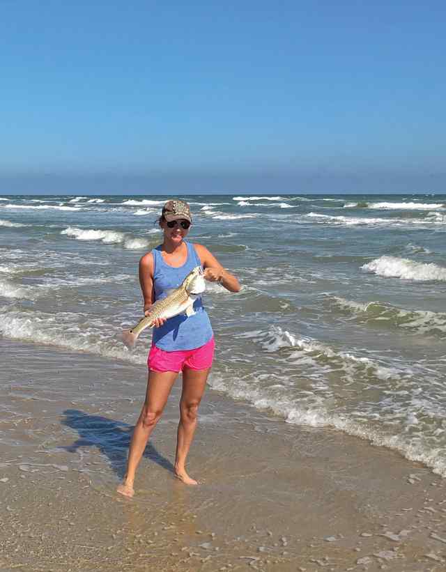 Trisha Truxaw Padre Island National Seashore - 24" redfish, caught while surf fishing