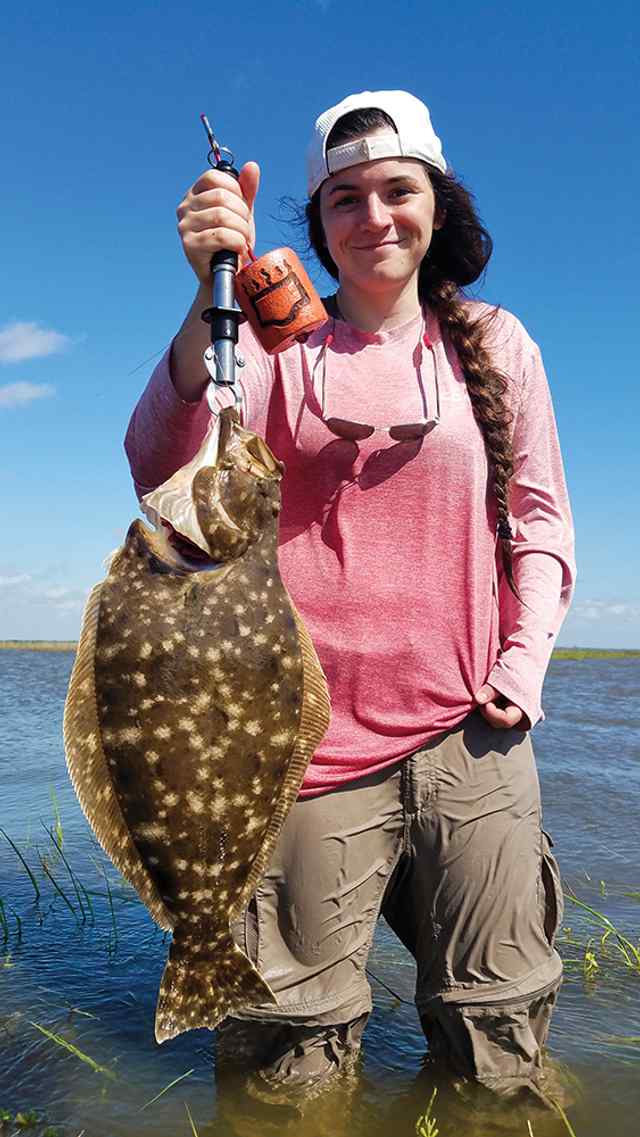 Emily Blanco Matagorda - 21.5" 4.5 lb first flounder!