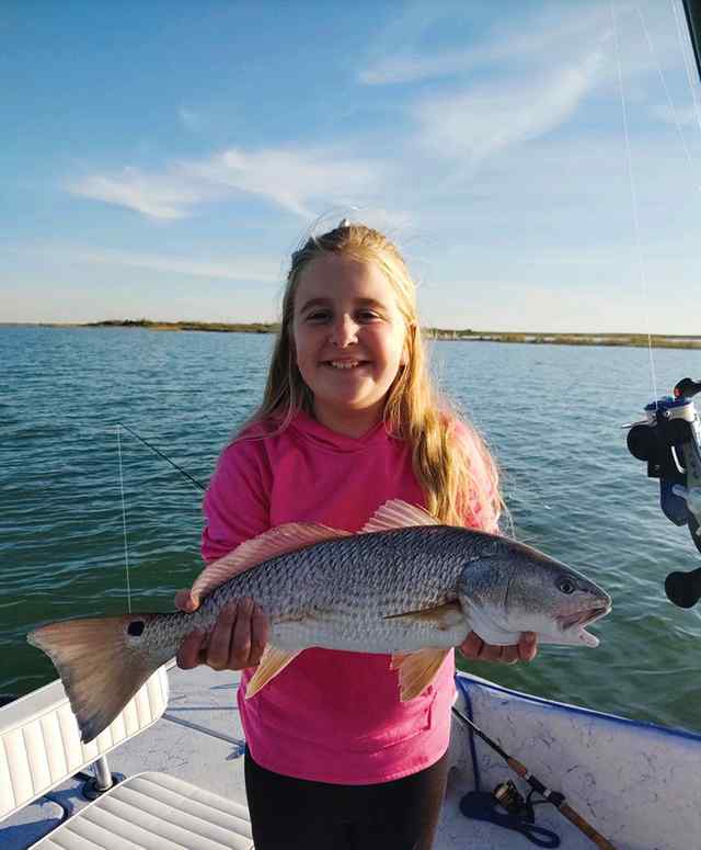 Emily Rockport - 22" redfish, father-daughter fishing trip