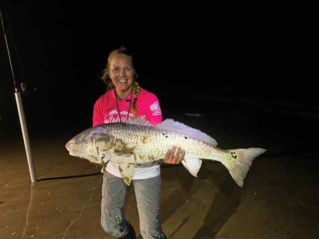 Nina Garret Padre Island National Seashore - 42" personal best bull red!