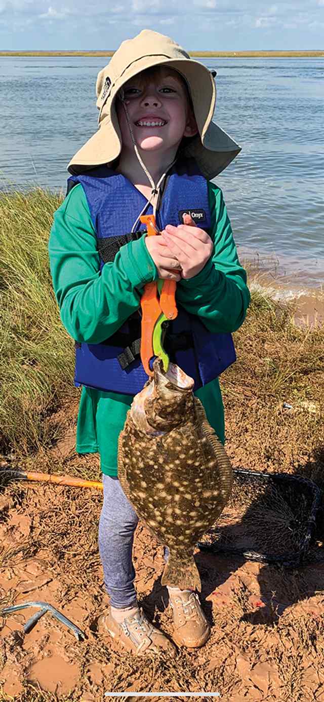 Gracie Jo Griffin Drum Bay - 2.96 lb first flounder!