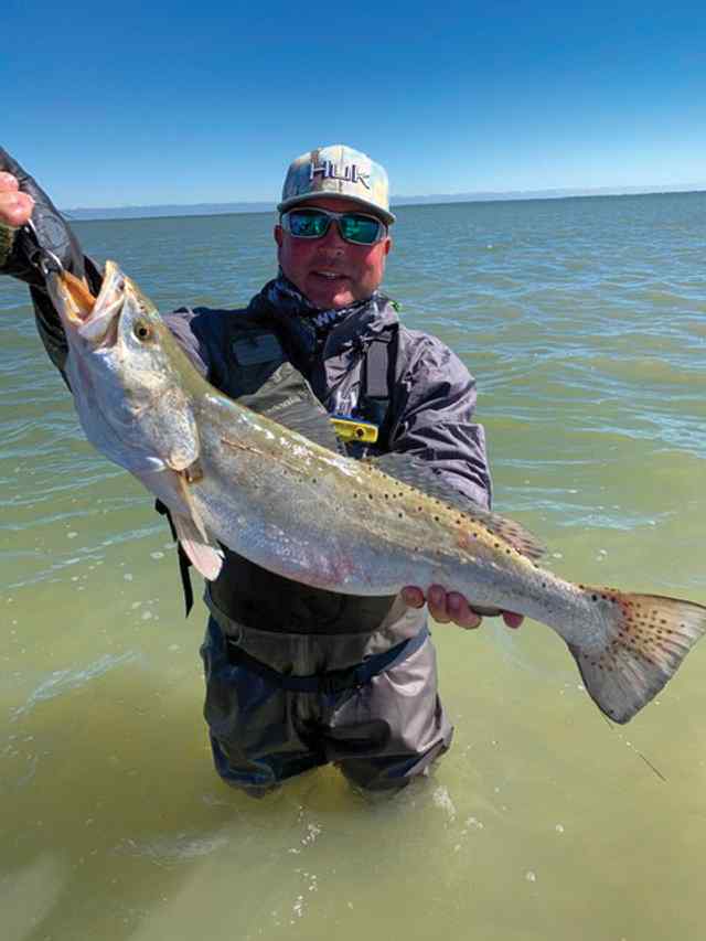Aaron Meyer Baffin Bay - 27.75" 6.83 lb trout, caught on Down South Lure Purple Reign