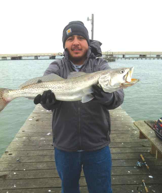 Luis Red Dot Pier, Corpus Christi29&quot; first speckled trout!