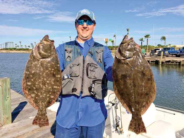 Lee Eidson Galveston Bay - 22" & 23" flounder
