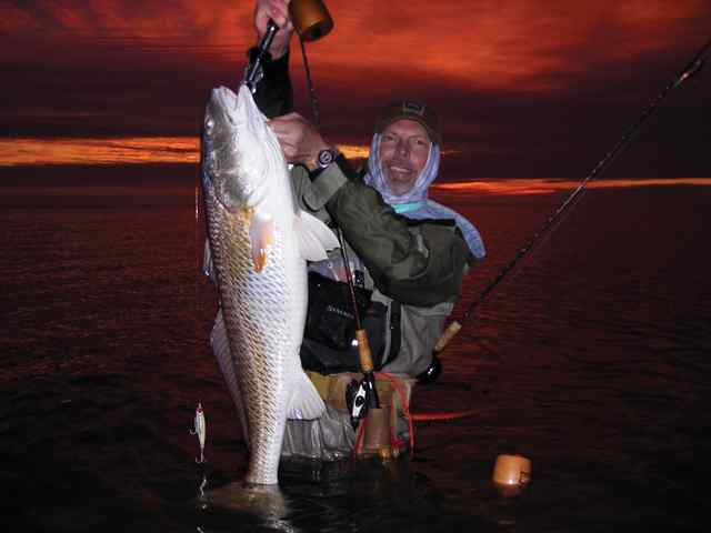 Barney Drozd Anahuac Wildlife Refuge - 44" bull red, caught on trout tackle