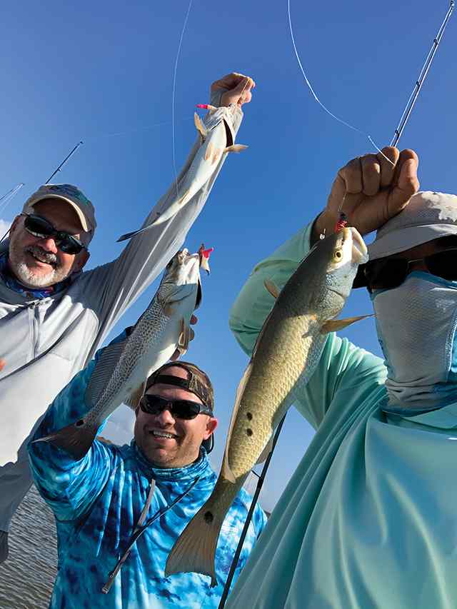 Richard, Destry, & Juan Tres Palacios Bay - 17" redfish, triple catch CPR