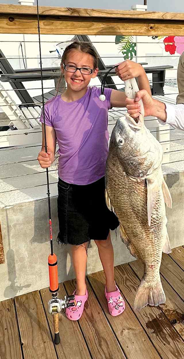 Savannah Gonzales POC - 37" black drum, caught on a #10 perch hook