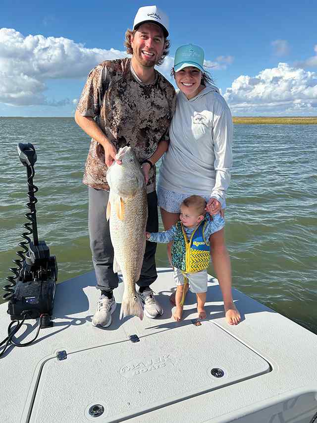 Katie Tysdal with husband, Chris, & son, Kade Harborwalk Marina, Hitchcock - 25 lb 40" redfish