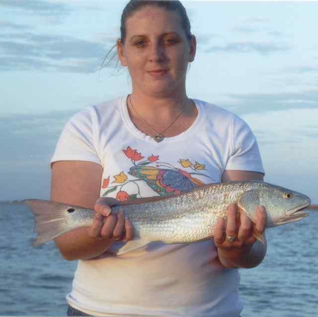 Amber Dunham Copano Bay Pier - first keeper red!