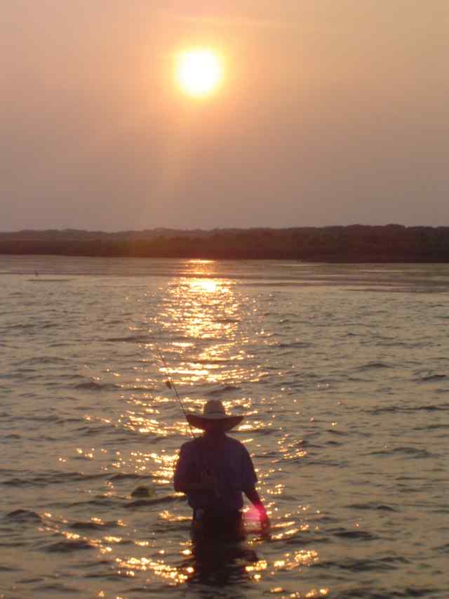 Judd Fults Port Mansfield&nbsp;enjoying the sunset as he wades back to his boat...