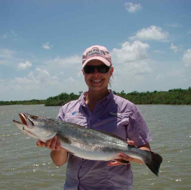 Allison Scherer Largest trout at 28&quot; and 6.5 lb on her first wading trip to Rockport