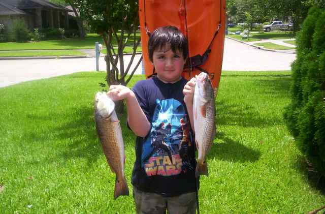 Tristan Martinez kayaking in West Galveston Bay