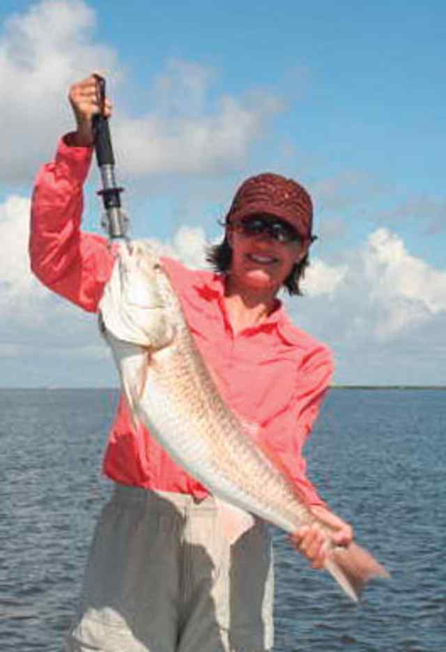Jean Rodgers Proudly displaying her nice red landed while fishng in POC