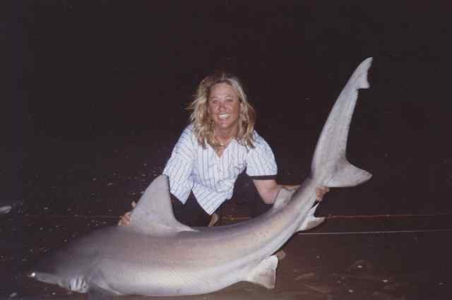 Tracy Schad first big shark! Caught while fishing the surf. CPR