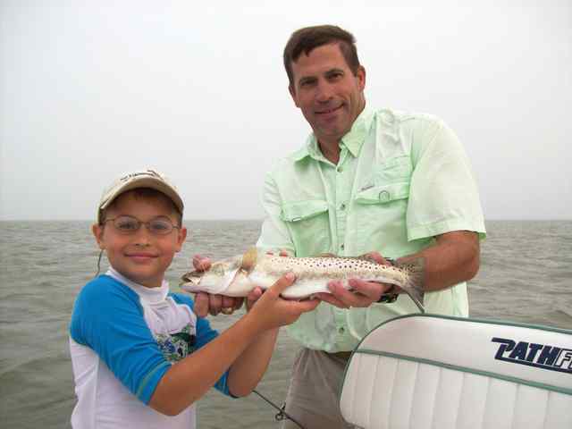 Josh, and father Baffin Bay
  first trout!