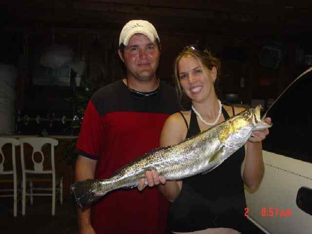 Katie Miller and boyfriend Ryan Elrod Katie's first trout on artificial! 28.5&quot; 9lb