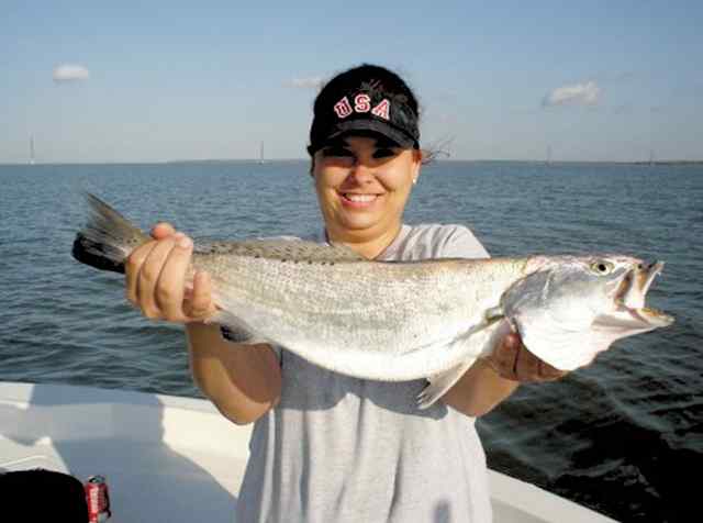 Kathy Licon Nueces Bay20&quot; first trout!