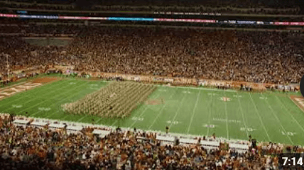 Aggie Band halftime drill at TU game