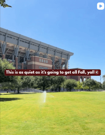Right now the loudest thing at Kyle Field is a sprinkler watering the grass