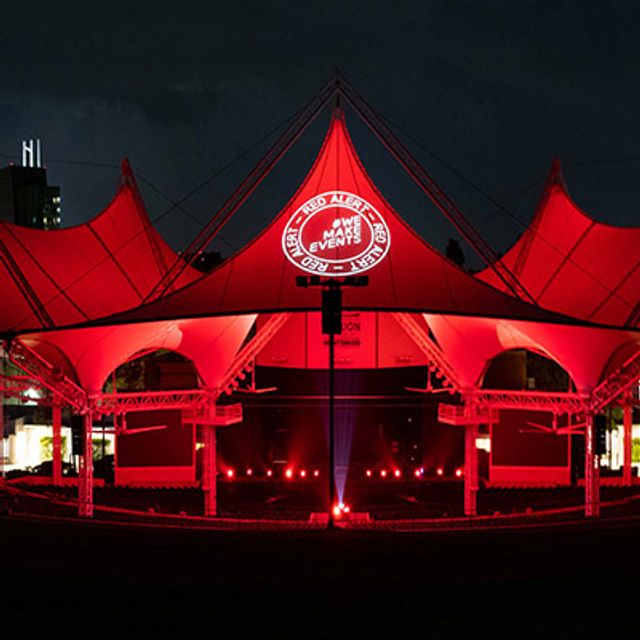 The Pavilion Lights Up Red to Support Live Event Industry