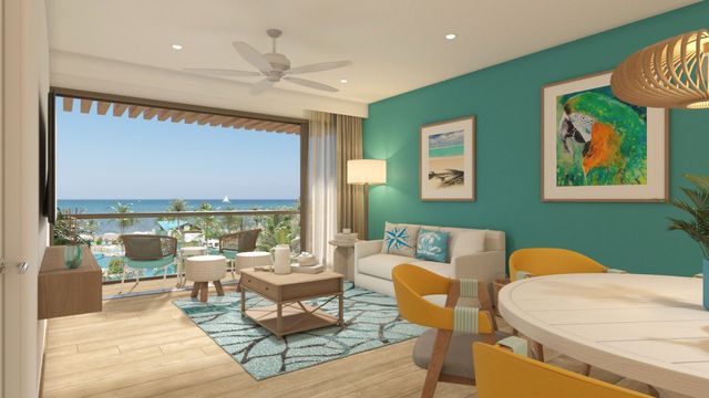 Margaritaville Beach Resort & Residences Playa Caracol living room Photo of the living room at the Margaritaville Beach Resort & Residences Playa Caracol