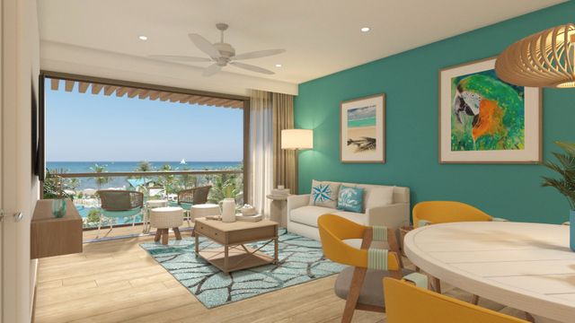 Margaritaville Beach Resort & Residences Playa Caracol living room Photo of the living room at the Margaritaville Beach Resort & Residences Playa Caracol