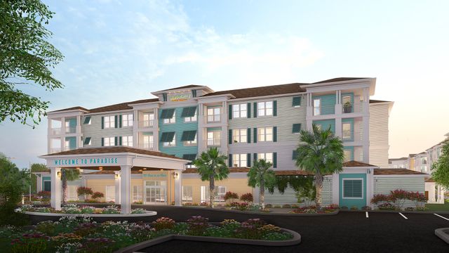 Margaritaville Vacation Residences Myrtle Beach front exterior Photo of the front exterior at the Margaritaville Vacation Residences Myrtle Beach