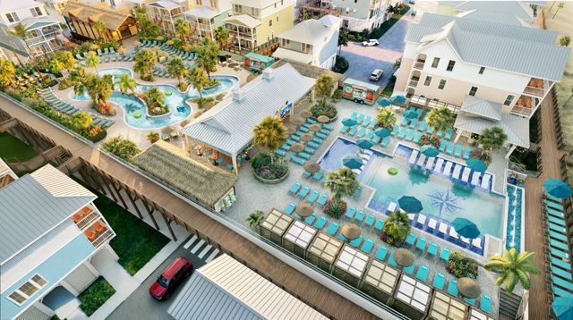 Margaritaville Beach Cottage Resort Galveston elevated amenity deck Photo of the elevated amenity deck at the Margaritaville Beach Cottage Resort Galveston