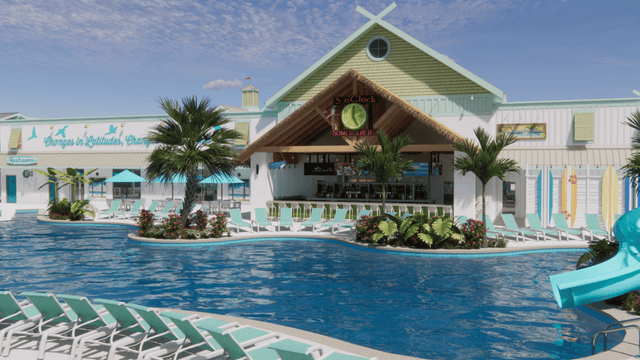 Pool and the facade of the 5 O'Clock Somewhere Bar The photo of pool and the facade of the 5 O'Clock Somewhere Bar
