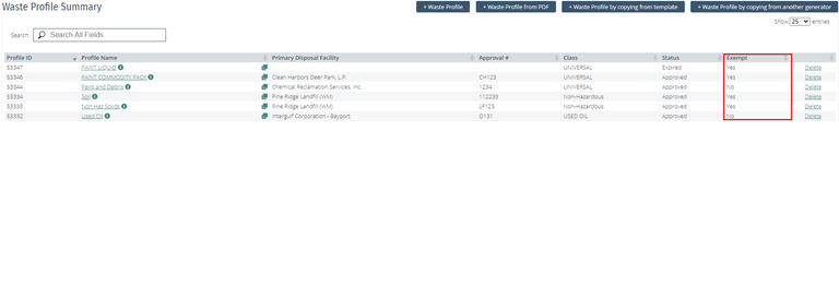 How do I know if a profile is exempt?